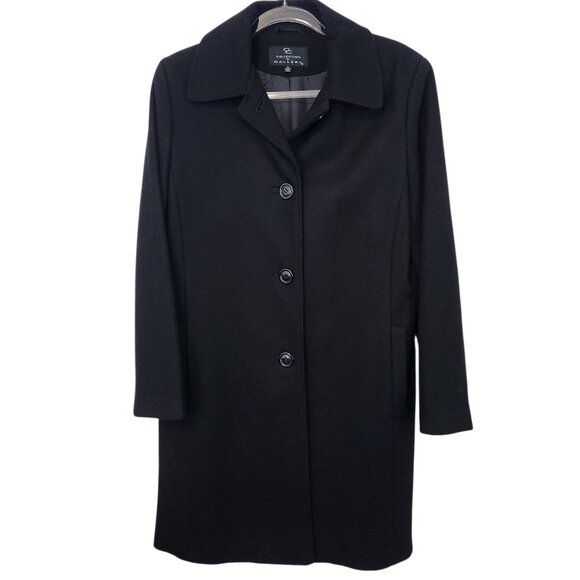 Collection by Gallery Coat Womens Medium Black Wool Blend Classic Dress Overcoat - Picture 1 of 15